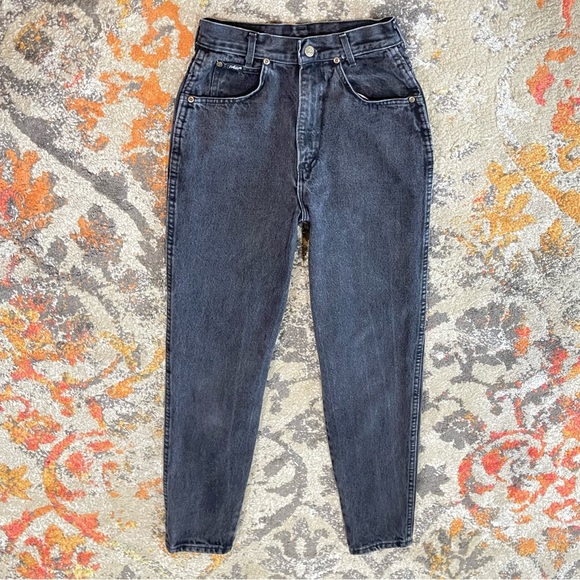 Vintage 80’s Chic Jeans Waist Black Relaxed Fit Tapered Leg size 6 - Picture 9 of 12